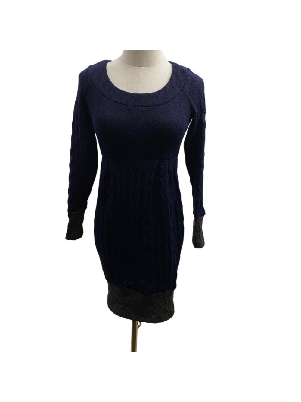 Jules and Jim XS Blue Sweater Dress with Grey Accents